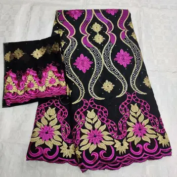 

7yards tissu african wax prints fabric with lace hot sale swiss voile lace soft 100%cotton anraka wax fabric nigerian lace f
