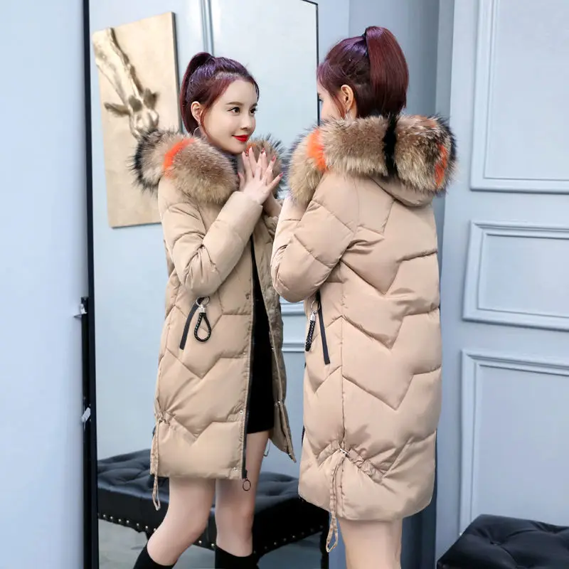 

Fund Cotton-padded Clothes Woman Winter New Wool Collar Thin Even Hat Thickening Down Cotton Loose Coat Cotton-padded Jacket