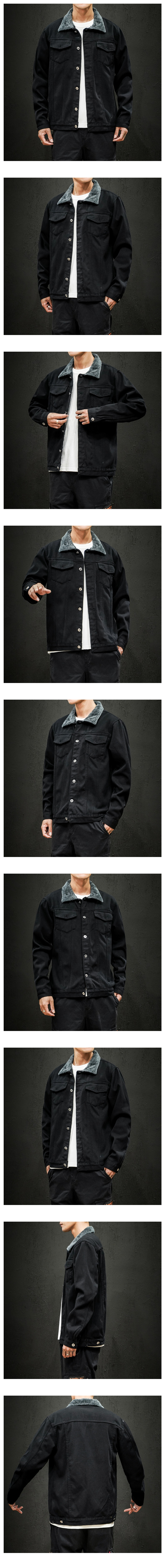 Plus Velvet Thick Denim Jacket Men's Slim Warm Fashion Casual Cotton Fur Collar Denim Jacket Man Streetwear Bomber Jacket Men
