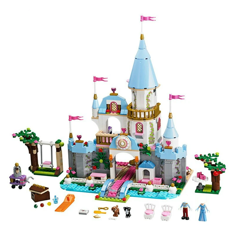

Princess Cinderella Elsa Anna Mermaid Ariel Castle Building Blocks Figure Girl Friends Bricks Toys