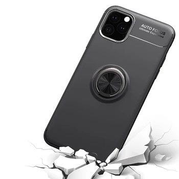

500pcs Soft TPU Protective Back Case For iPhone 11 Pro Max XS XR X 8 7 6 6S Plus Mount Magnetic Rotating Metal Ring Stand Cover