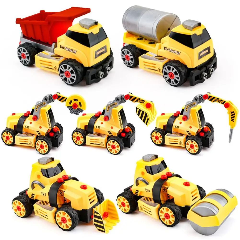

7PCS Simulation Inertial Engineering Vehicle Modeling Toy Abilities Training durable Bulldozer Excavator Toy for Children