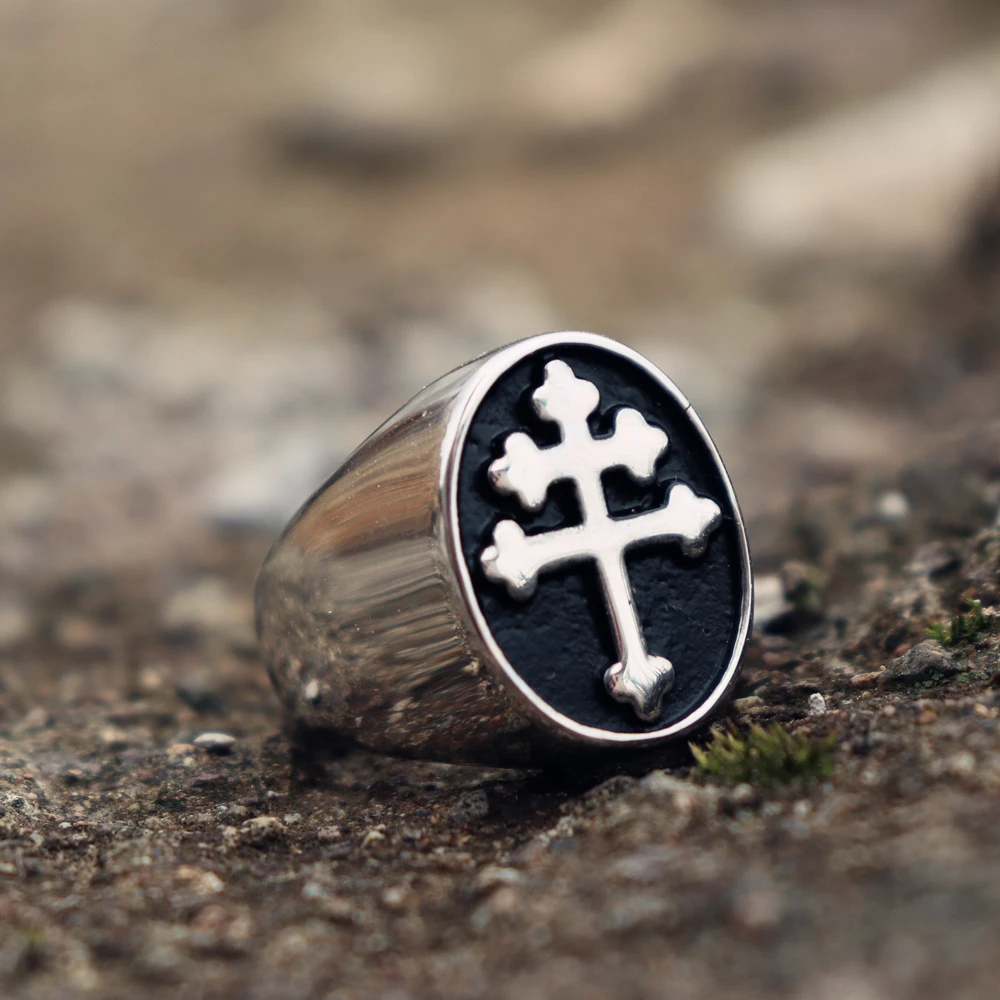 EYHIMD-Classic-Cross-of-Lorraine-Signet-Rings-Mens-Stainless-Steel-Biker-Ring-Biker-Fashion-Jewelry