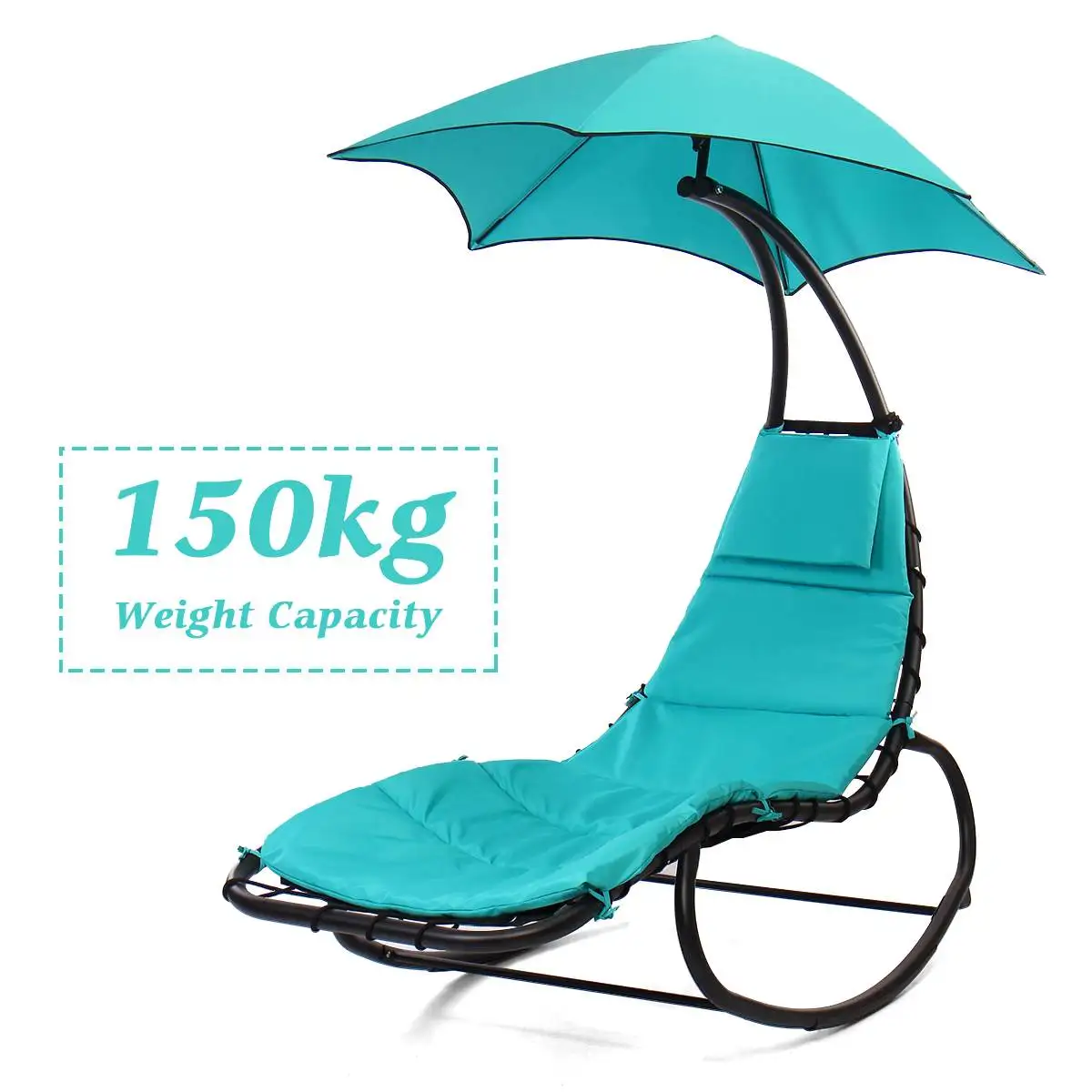 

330lbs 150KG Load Hammock Chair Arc Stand Hanging Chaise Lounger Swing Chair Chaise Lounge Sun Loungers 66.9X35.4X72 Inch