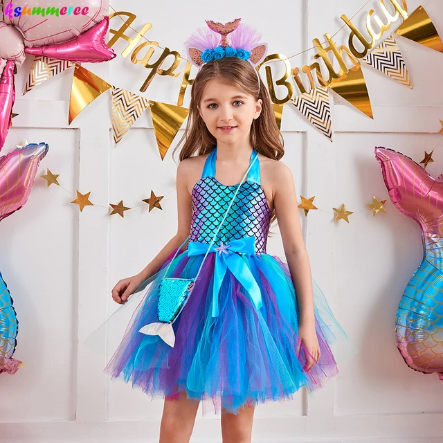 Vestido Infantil de Festa Pequena Sereia Fantasia em Promoção na