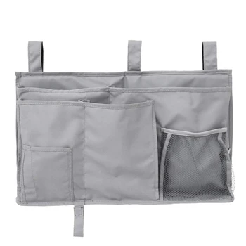 

Hanging Organizer Bedside Storage Bag for Bunk and Hospital Beds, Dorm Rooms Bed Rails Gray
