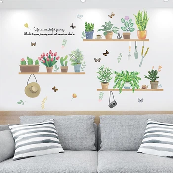 

Nordic Ins Wind Cactus Potted Living Room Bedroom Wardrobe Porch TV Background Self-adhesive Wall Stickers