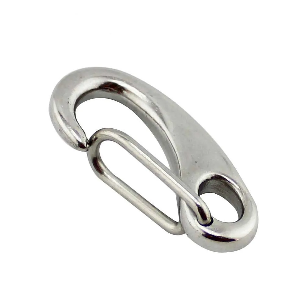 Description Picture 4 of item1/2/5Pcs Egg Shape Spring Snap Hooks Marine 316 Stainless Steel Multifunctional Hiking Camping Belt Carabiner Quick Release Hook