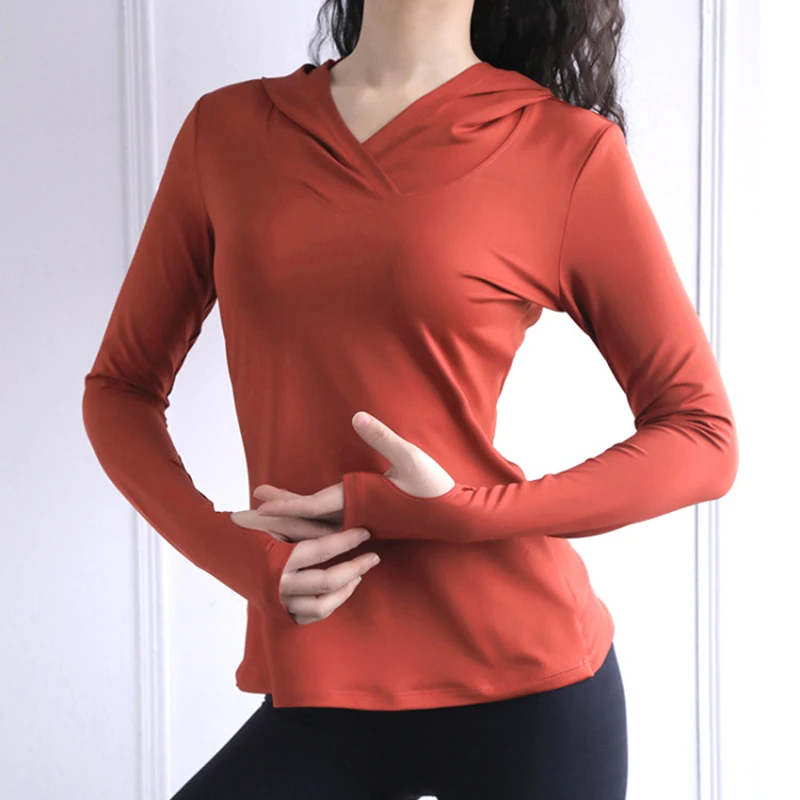 Camiseta de manga larga de Yoga con orificios para el pulgar para mujer, sudaderas deportivas de malla transpirable, Top de Fitness, blusa de entrenamiento para gimnasio