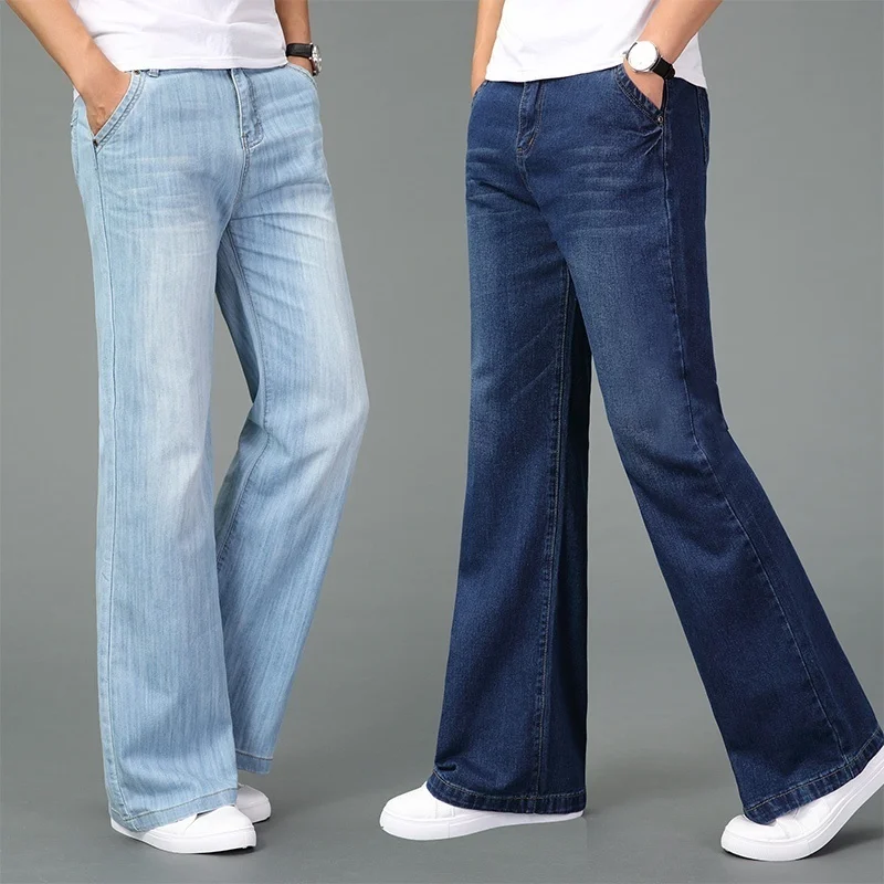 Jeans 60s 70s Vintage vaqueros pantalones de mezclilla Retro pantalones de pierna ancha Slim para hombres, 923-375