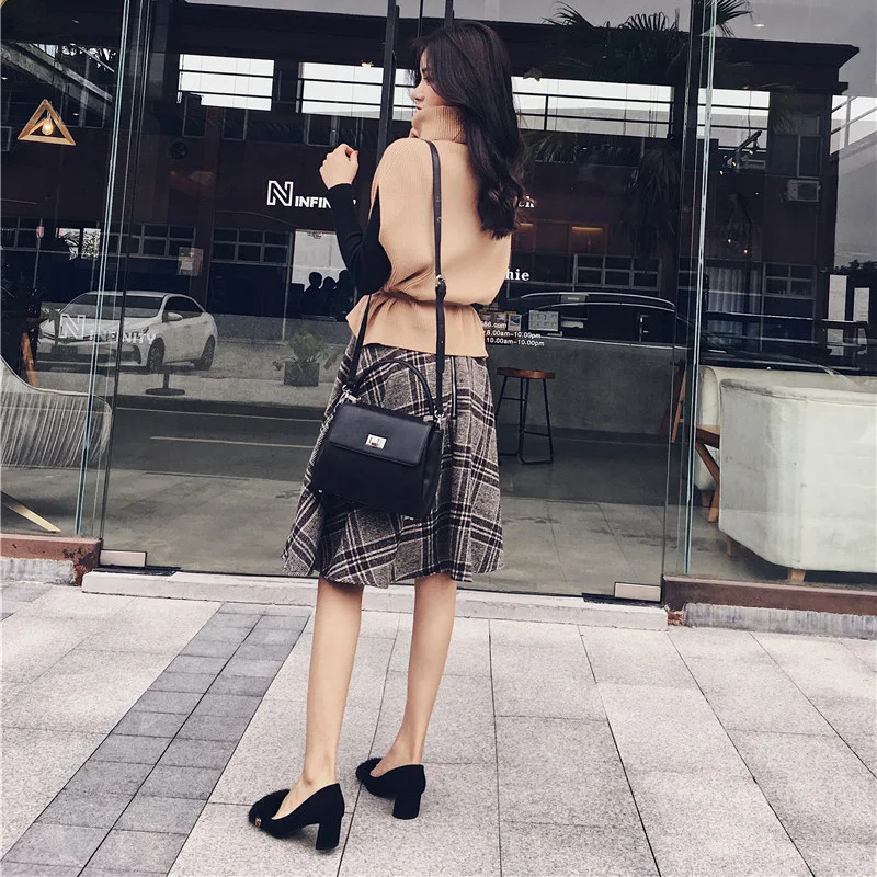 

2019 New Style Korean-style WOMEN'S Cow Leather Bag Solid Color Package Cover Type One-Shoulder Hot Selling Women's Shoulder Fla