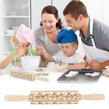 Halloween Cake Dough Biscuit Engraved Roller Cookies Pumpkin Christmas Emboss Rolling Willow Baking Pastry Wooden Tool Spider