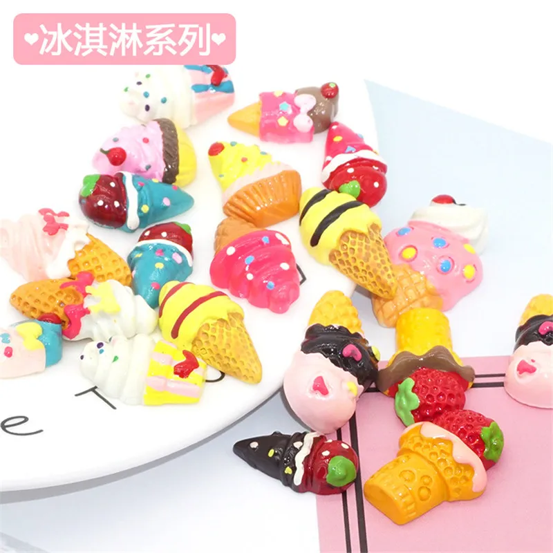 20pcs DIY Slime Charms Sweet Candy Sugar Chocolate Cake Animal Flowers Ice Cream Resin Crafts Clay Decoration Toys children Gift