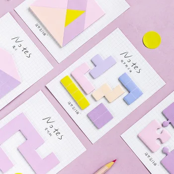 

Creative fun geometric post-it note shaped tearable note paper hand account material paper tetris N times stickers cute memo
