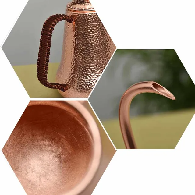 Kalapált Kávé Tea Edény Tiszta Piros Réz Prémium Minőségű Csepp Vízforraló Gooseneck Kifolyó Hosszú Szájú Kávéfőző Teáskanna-900Ml - Image 4