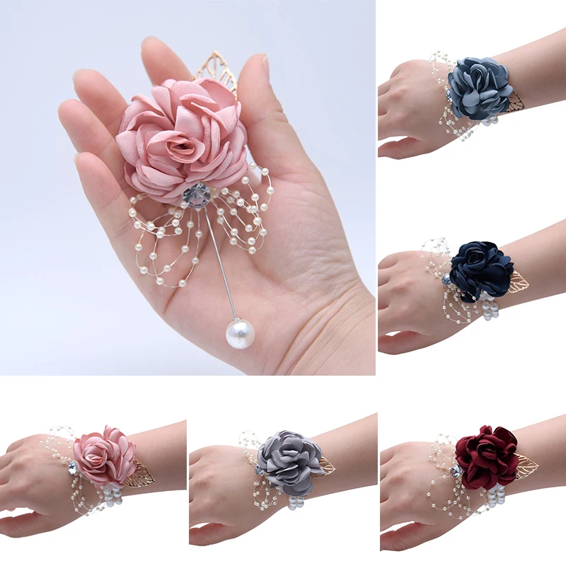 

Wrist Corsage Bridesmaid Sisters Hand Flowers Artificial Bride Flowers For Wedding Dancing Party Decor Bridal Prom Accessories