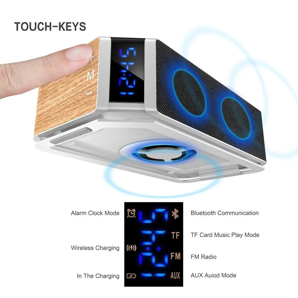 Wireless Bluetooth V5.0 Speaker with Alarm Clock