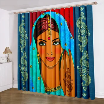 

Ethnic African Women Room Curtains 2 Panels Window Drapes Living Room Bathroom Curtains Decor Outdoor Bedroom Kitchen Indoor