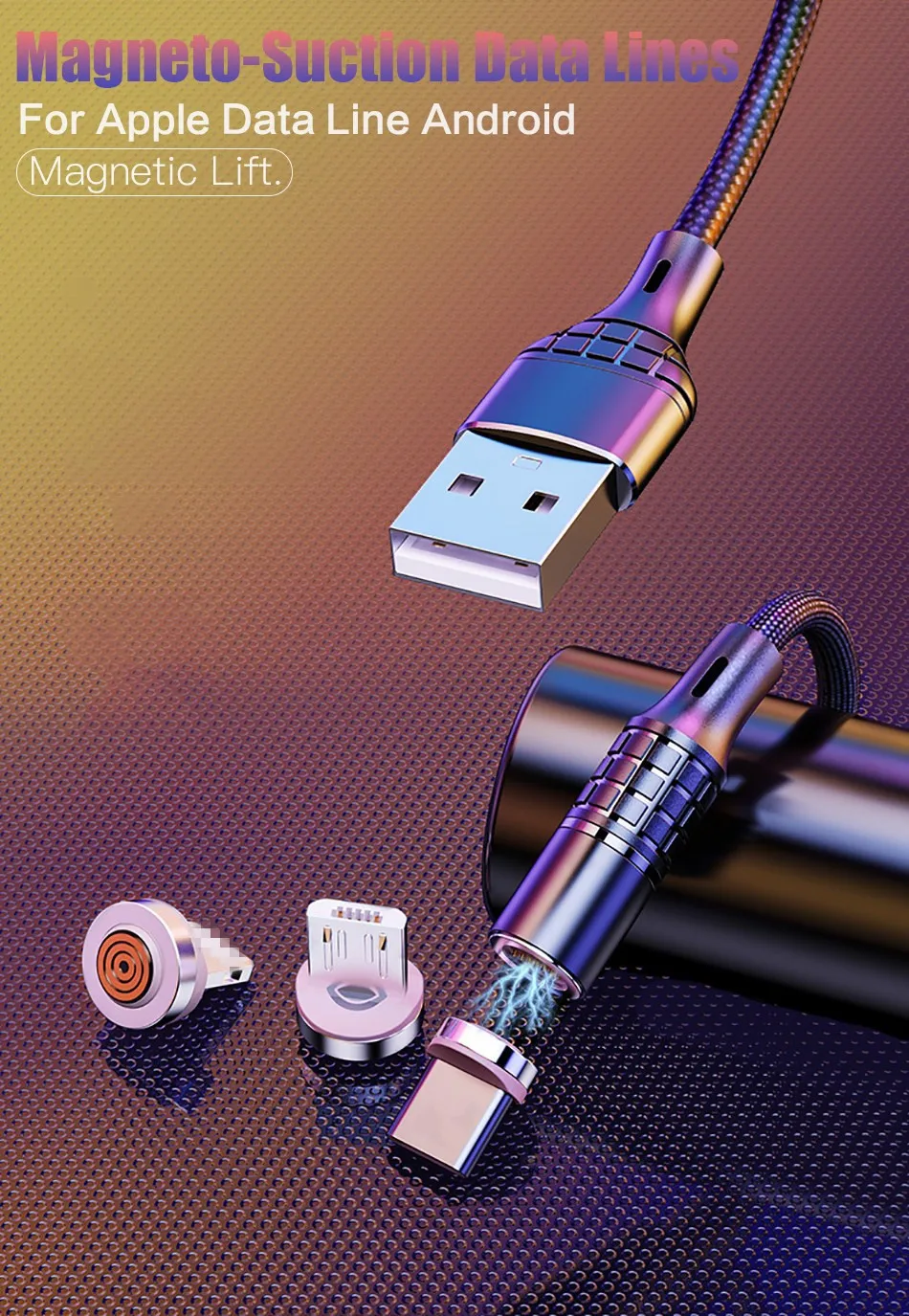 Магнитный кабель 3A светодиодный светильник quick charge 3,0 Micro USB зарядное устройство Тип C Быстрая зарядка магнит смартфон Универсальный кабель 1 м