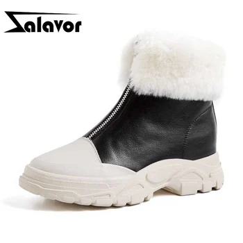 

ZALAVOR 2020 New Arrival Plush Fur Ankle Boots Zipper Flats Round Toe Comfortable Casual Shoes Woman Keep Warm Botas Size 35-40