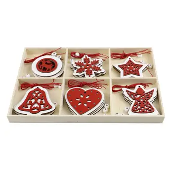 

Cute Christmas Handmade Wood Pendant Set DIY Gift Tags Hanging Crafts Xmas Tree Branch Drop Ornament New Year Wedding Home Decor