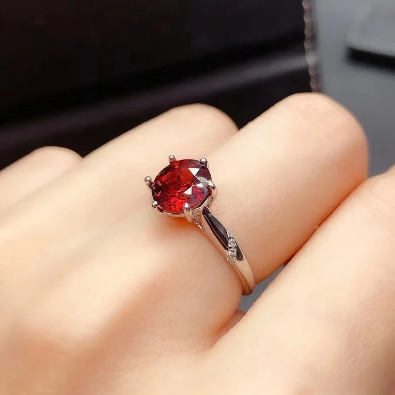 

2021 new style natural garnet ring for women silver jewelry oval natural gem real 925 silver girl birthday gift birthstone