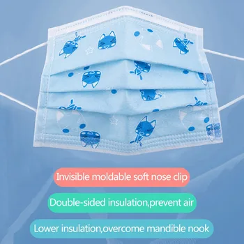 

50pcs Disposable 3-Ply facemasks Anti-Dust mouth Face cover With Elastic Earloop Kids Non-woven Mouth Protection health masque