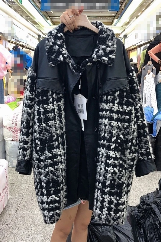 TVVOVVIN осеннее и зимнее Новое Европейское женское Шерстяное Пальто из комбинированной кожи для диких девушек шерстяное пальто плотная женская одежда B628
