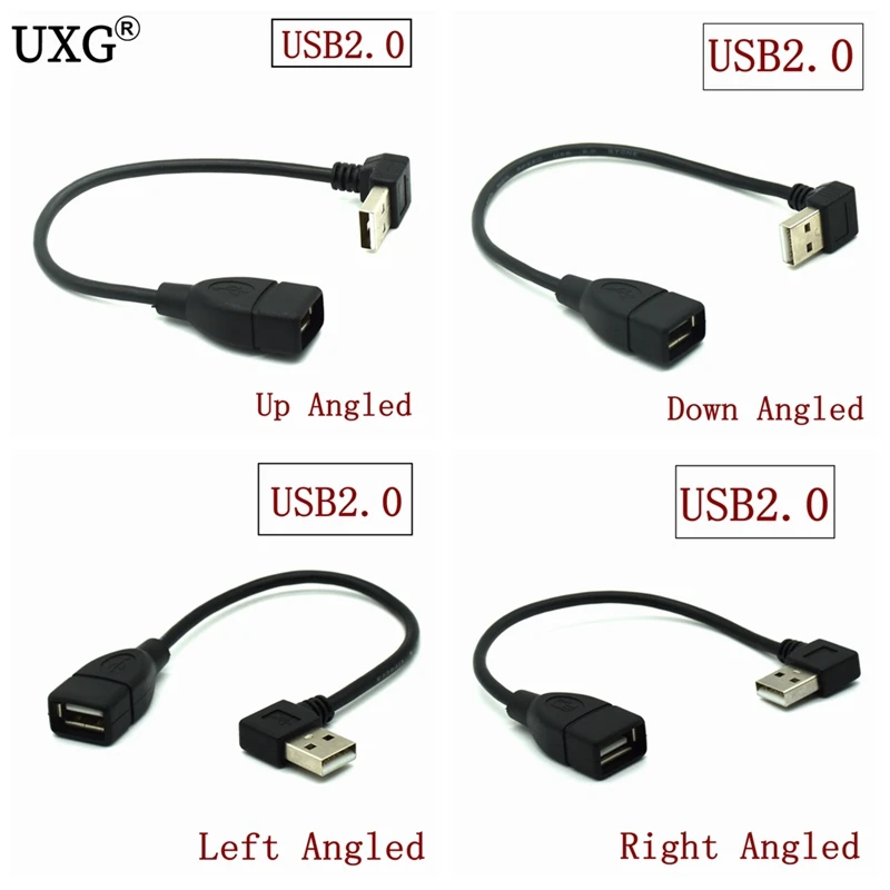 10 см 20 USB 2 0 A штырь гнездо 90 угловой Удлинительный адаптер кабель USB2.0