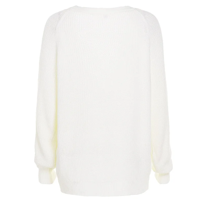 Women Sexy V-neck Sweater Winter Long Sleeve Thicken Pullovers ladies Solid Solor Elasticity Jumper