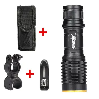 

8000 LM LED Flashlight 5 Modes 18650 Tactical Focus Mini Lamp+Flashlight holster+Bicycle Holder Clip+Charger