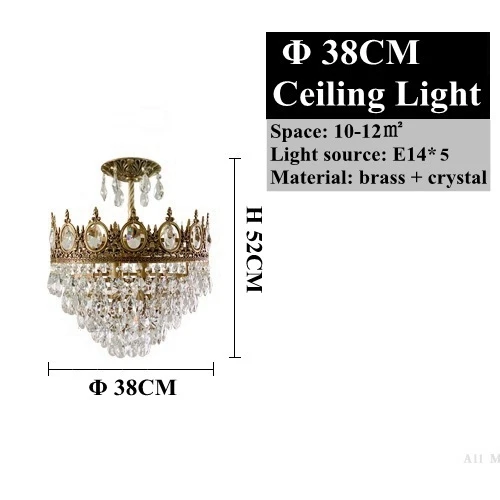 D 36CM Ceiling Lamp LukLoy Потолочная люстра Хрустальные подвесные светильники современные подвесные светильники Ретро Хрустальные абажуры винтажная люстра светильник - Цвет абажура: D 36CM Ceiling Lamp