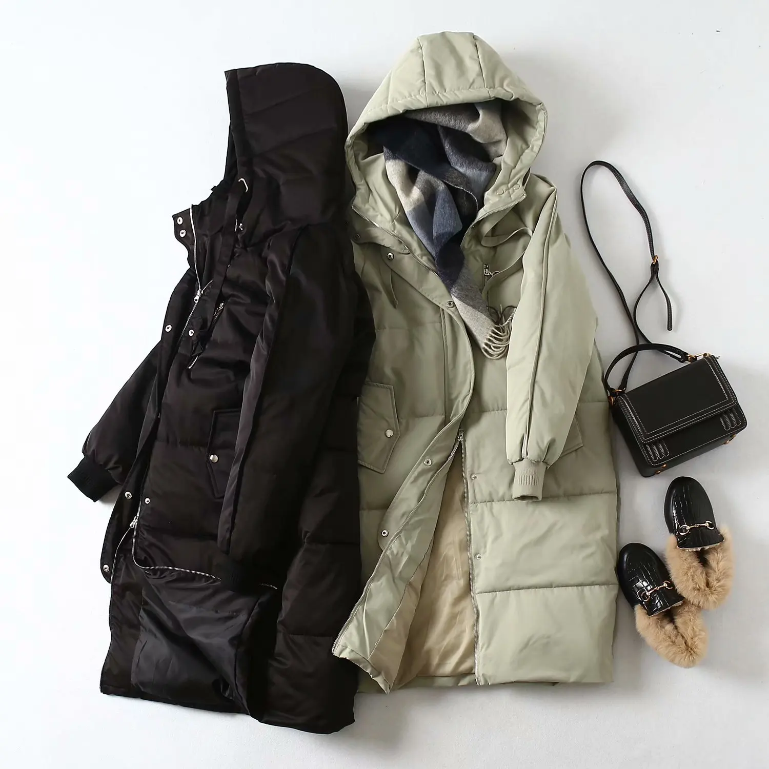 

Western Style Fall And Winter Clothes New Style Hooded down Cotton Long Warm down Coat Cotton Overcoat WOMEN'S Dress Z3-041