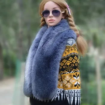 

Shawl Thick Scarf High Quality Fur Imitating Fox Fur 2020 Fxfurs Fashion New to Keep Warm for Men and Women Solid Scarf Shawl