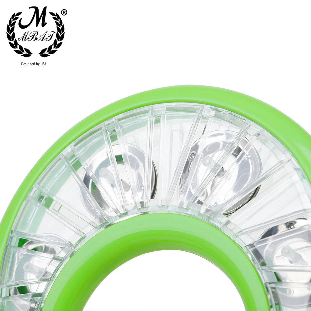 M MBAT Orff Double-Sided Green Tambourine Bell Instruments Flower Drum Circle Children's Musical Toy Gift Percussion Instrument