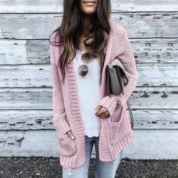 Image of Autumn New Fashion Women Long Sleeve Loose Knitting Cardigan Women Sweater Knitted Pull Femme Sueter Mujer Invierno