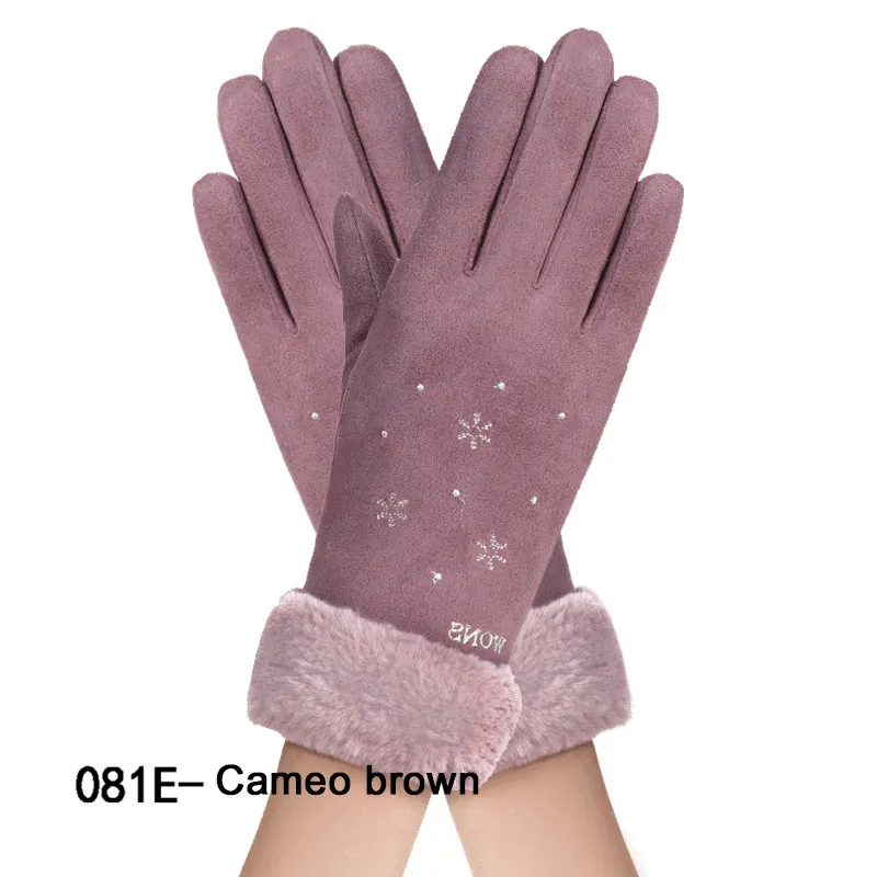 1 пара кашемировые двойные толстые женские зимние перчатки с сенсорным экраном милые перчатки с тремя ребрами горячая Распродажа перчатки для вождения плюшевые теплые женские