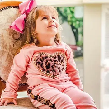 

Cute Leopard Kid Girls Clothes Toddler Baby Children Long Sleeve T shirt Top + Pants Outfits Kid Costumes Tracksuit