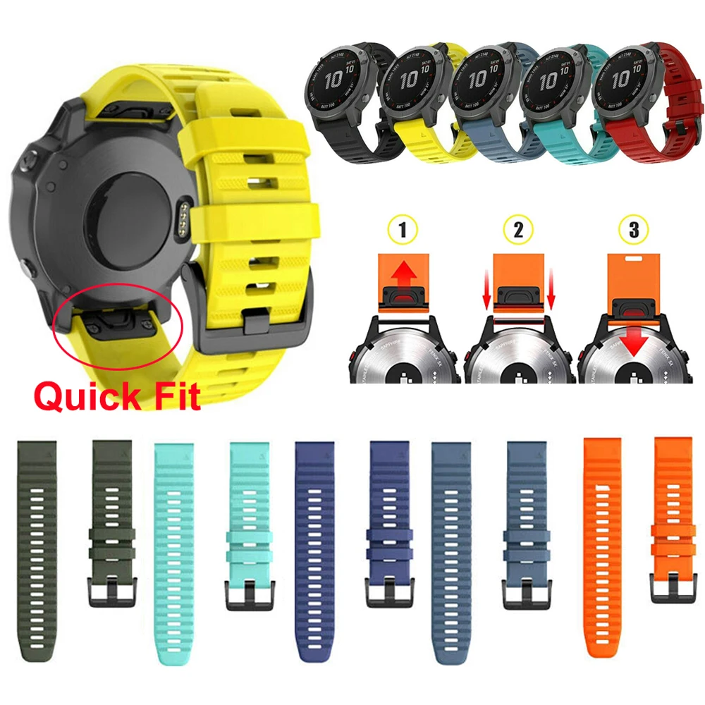 

Sport Watch Band Strap For Garmin Fenix 6S 6 6X Pro 5X 5 5S Plus 3 3HR D2 S60 GPS Watch Quick Release Silicone Easyfit Wristband