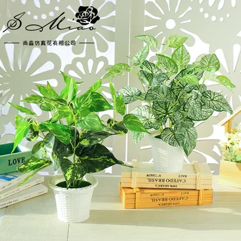 

Creative Decoration-Style Artificial Plant Bonsai Artificial Green Vegetation Imitation Flowers Screen Printing Leaves Yiwu