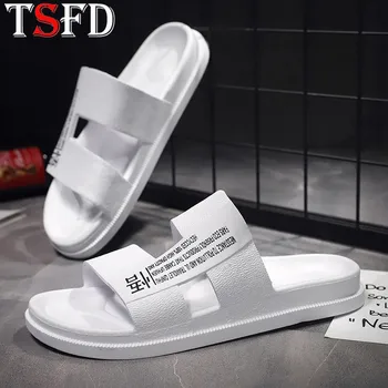 

Simple Leisure Home Slippers Fashion Casual Slippers for Men Comfortable Breathable Summer Men's Shoes Ultralight Flat Shoes Y20