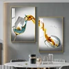 Abstract Luxury Wine Glass Canvas Wall Art Golden Sailboat Painting