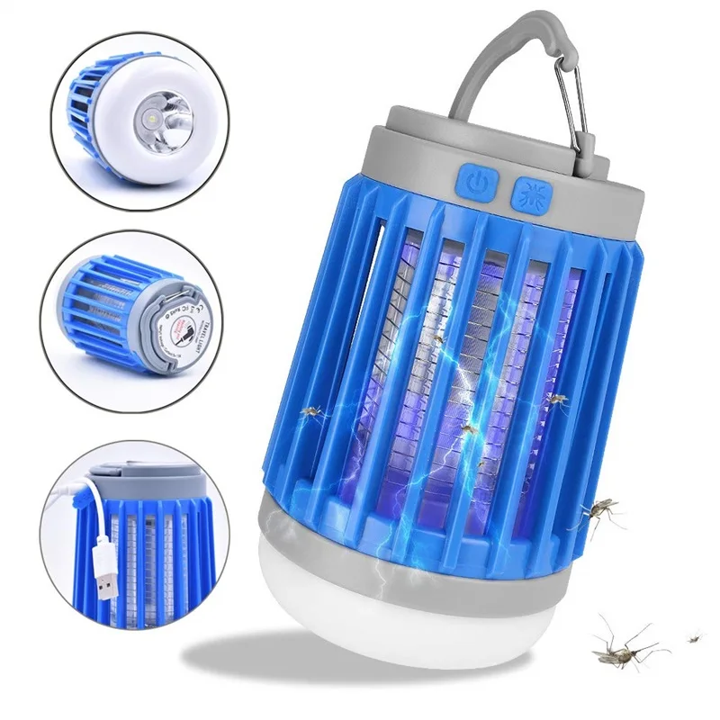 Portable Mosquito Fly Killer Camp Lamp IP67 Waterproof LED Tent Light Mosquito Trap Lamp Bug Zapper Outdoor Camping Lantern