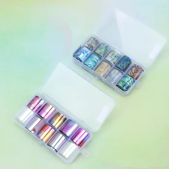 

50 Rolls Nail Foil Transfer Stickers Adhesive Nail Decals DIY Nail Art Supplies Manicure Decor for Women (10 Rolls/Set)