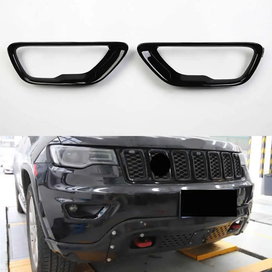 

For Jeep Grand Cherokee 2017 2018 2019 2020 Modified Front Fog Light Cover Fog Lamp Shell Black 2PCS