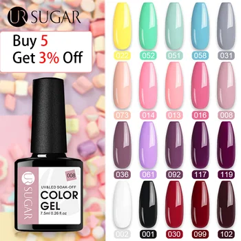 

UR SUGAR 7.5ml Color Gel Nail Polish Semi Permanent Hybrid Varnish Base Top Base Coat Glitter Gel Soak Off UV Gel Varnish Nails