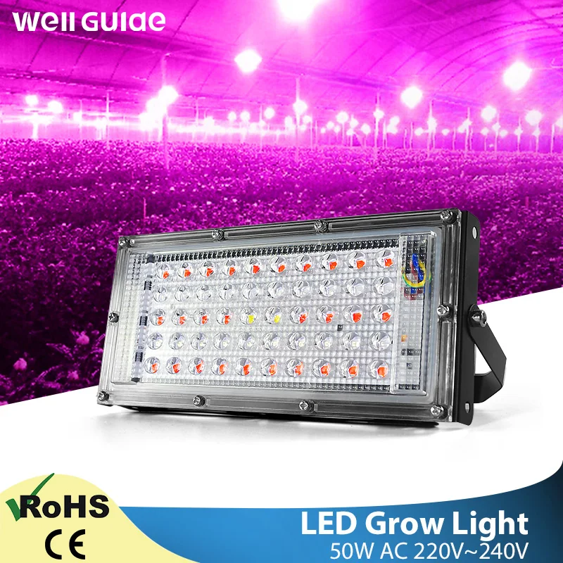 Светодиодный прожектор 50 Вт светодиодный светильник для выращивания растений 220