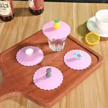 Креативная прозрачная вишневая силиконовая крышка для чашки термостойкая герметичная чайная крышка прозрачная вишневая мультяшная многоразовая крышка 9 см