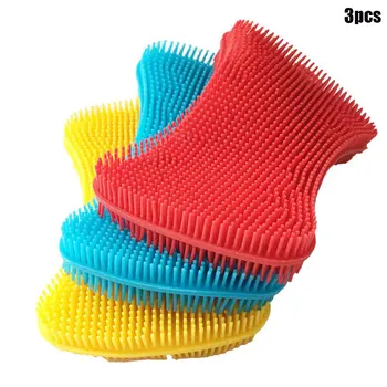

3Pcs Kitchen Gadgets Brush Silicone Sponge Dish Washing Accessories Flexible Reusable Sponges for Dishes TB Sale