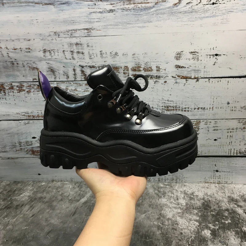 

Round Toe New 2019 Autumn Casual Shoes Women Black Platform Shoes Creepers Ladies Flats Shoes Harajuku Creeper Comfortable Shoes